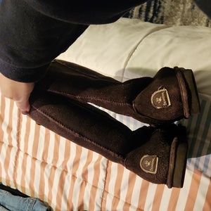 Women's Bearpaw dark brown tall boots,  size 10.